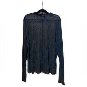 F21 Sheer Lettuce Hem Top - Black - Size 3X